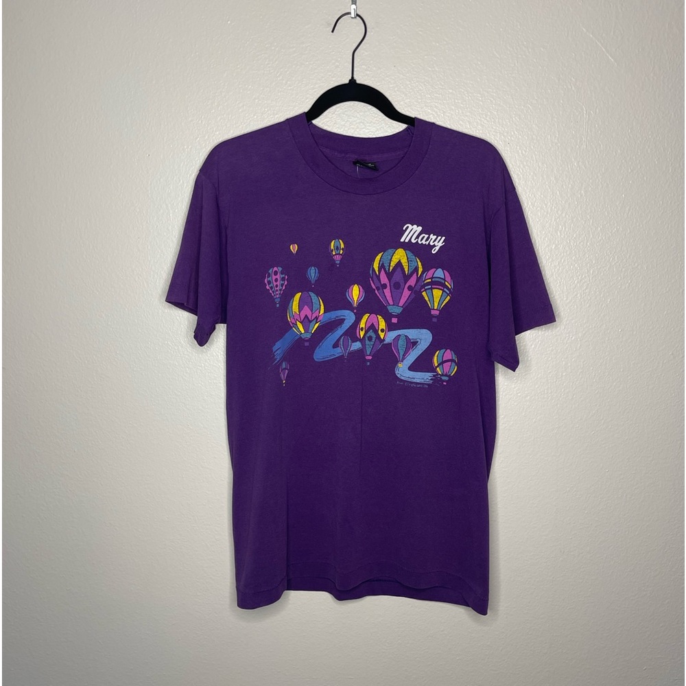 Vintage 1991 Screen Star Best Purple Mary Hot Air Balloons Tee Shirt Size Large